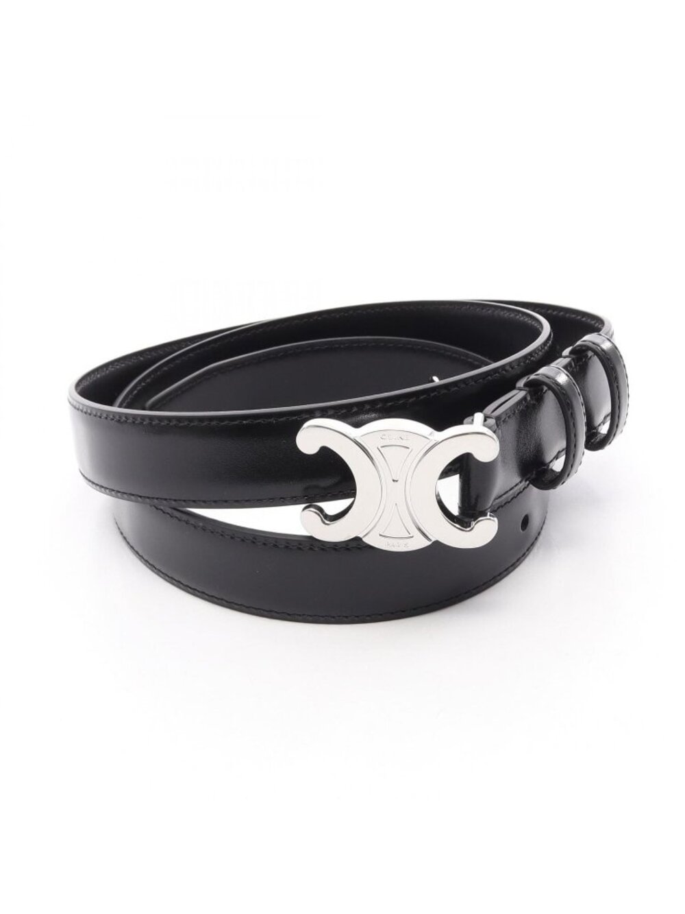 Celine Belt Triomphe 25 Silver Leather